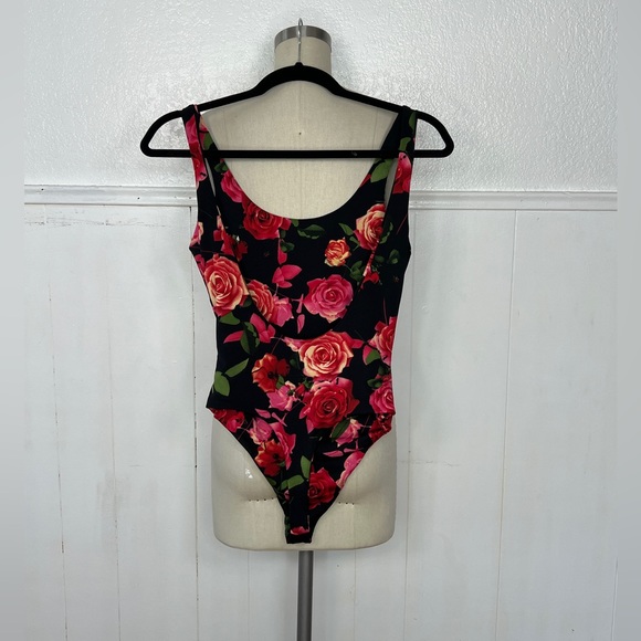 Dolls Kill rose print black boho bodysuit S - Picture 5 of 6